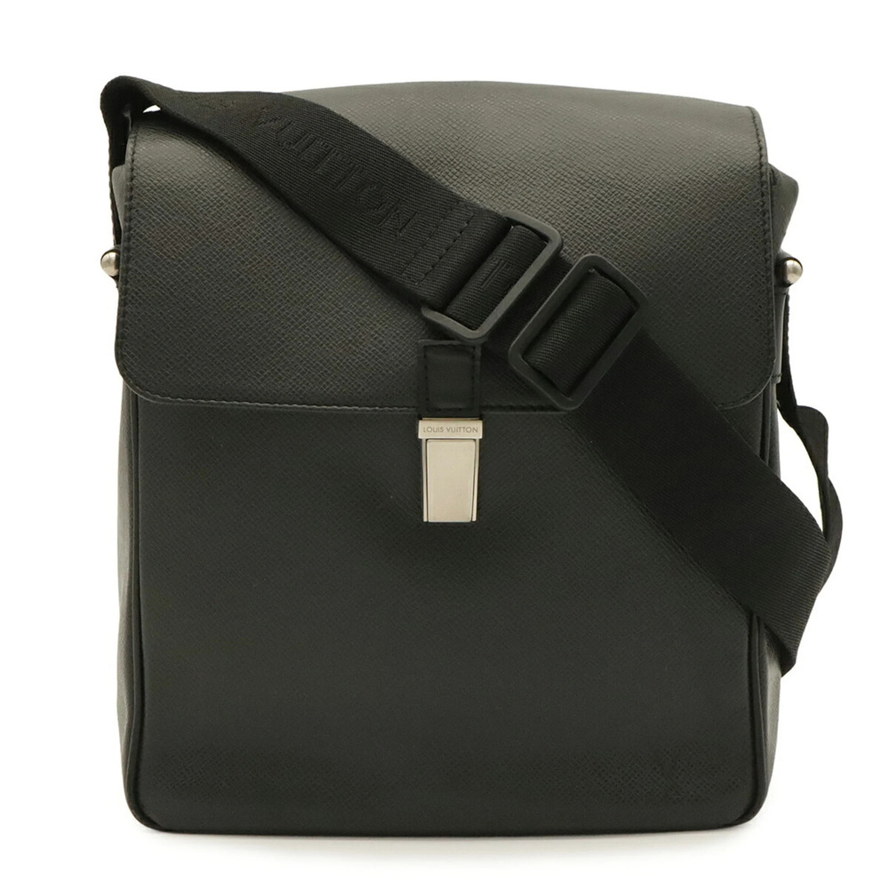 LOUIS VUITTON Taiga Yaranga Shoulder Bag, Leather, Ardoise, Black, M30822